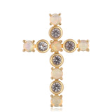 Cruce Pandantiv din Argint 925 Placat cu Aur ( 1.51 grame ) cu Opal Etiopian Lega Dembi și Topaz Alb 1.12 Carate