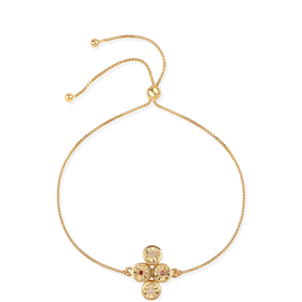 Brățară din Argint 925 Placat cu Aur ( 3.75 grame ) cu Diamant Roșu și Diamant Alb 0.06 Carate