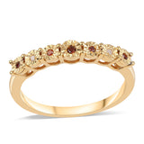 Inel din Argint 925 Placat cu Aur ( 2.2 grame ) cu Diamant Roșu și Diamant Alb 0.05 Carate