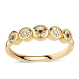 Inel din Argint 925 Placat cu Aur ( 2.47 grame ) cu Diamant Roșu și Diamant Alb 0.04 Carate