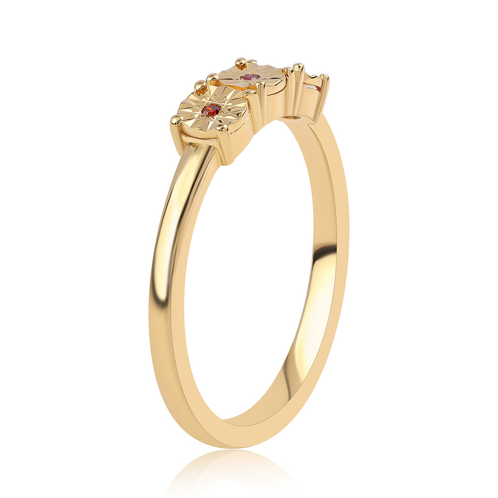 Inel din Argint 925 Placat cu Aur ( 2.06 grame ) cu Diamant Roșu 0.04 Carate