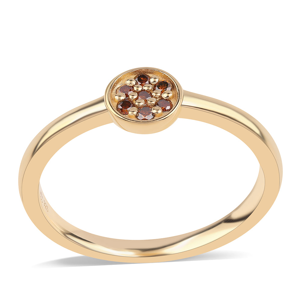 Inel din Argint 925 Placat cu Aur ( 1.86 grame ) cu Diamant Roșu 0.1 Carate