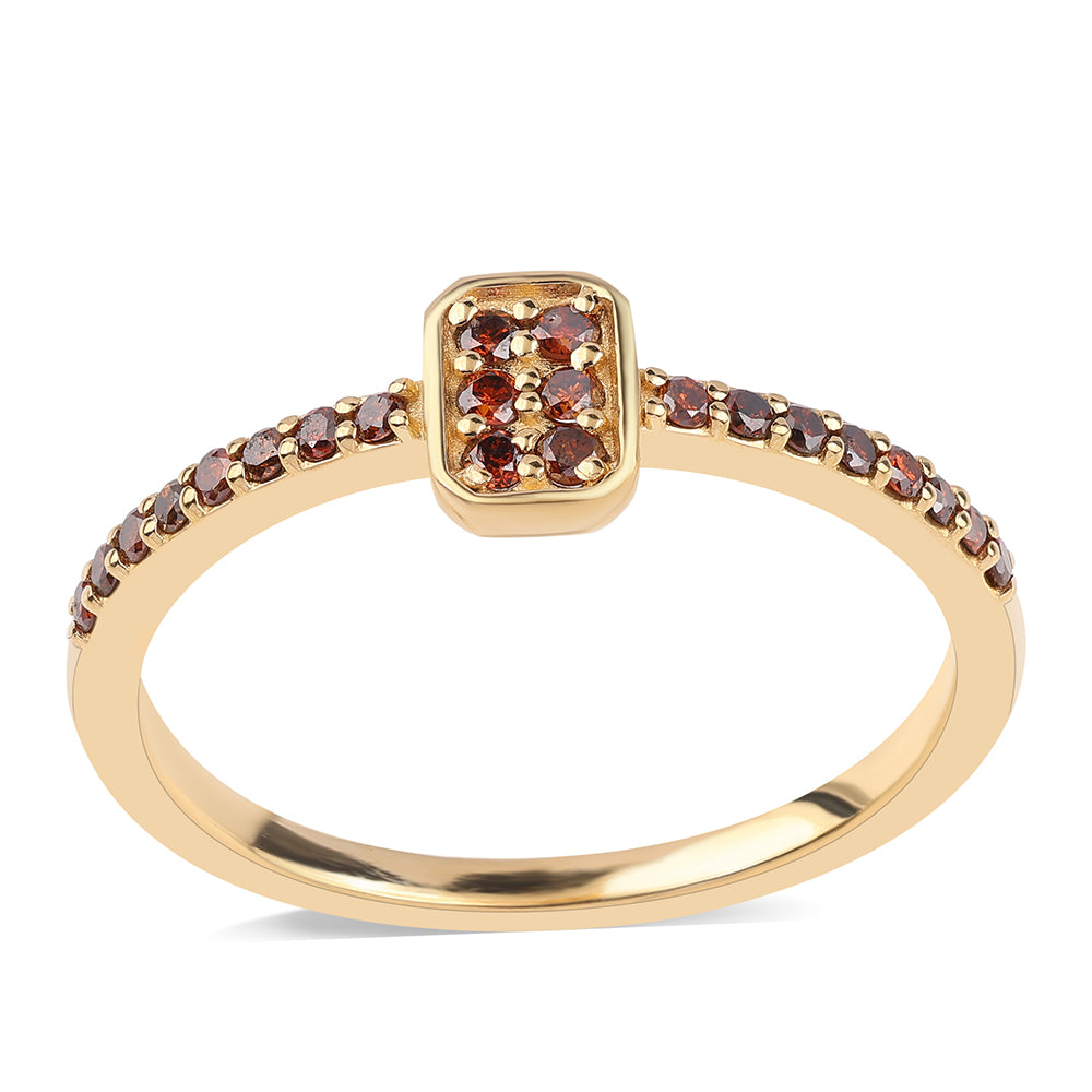 Inel din Argint 925 Placat cu Aur ( 1.59 grame ) cu Diamant Roșu 0.21 Carate