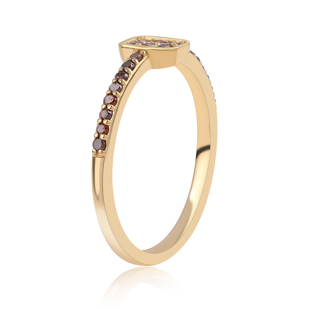 Inel din Argint 925 Placat cu Aur ( 1.59 grame ) cu Diamant Roșu 0.21 Carate