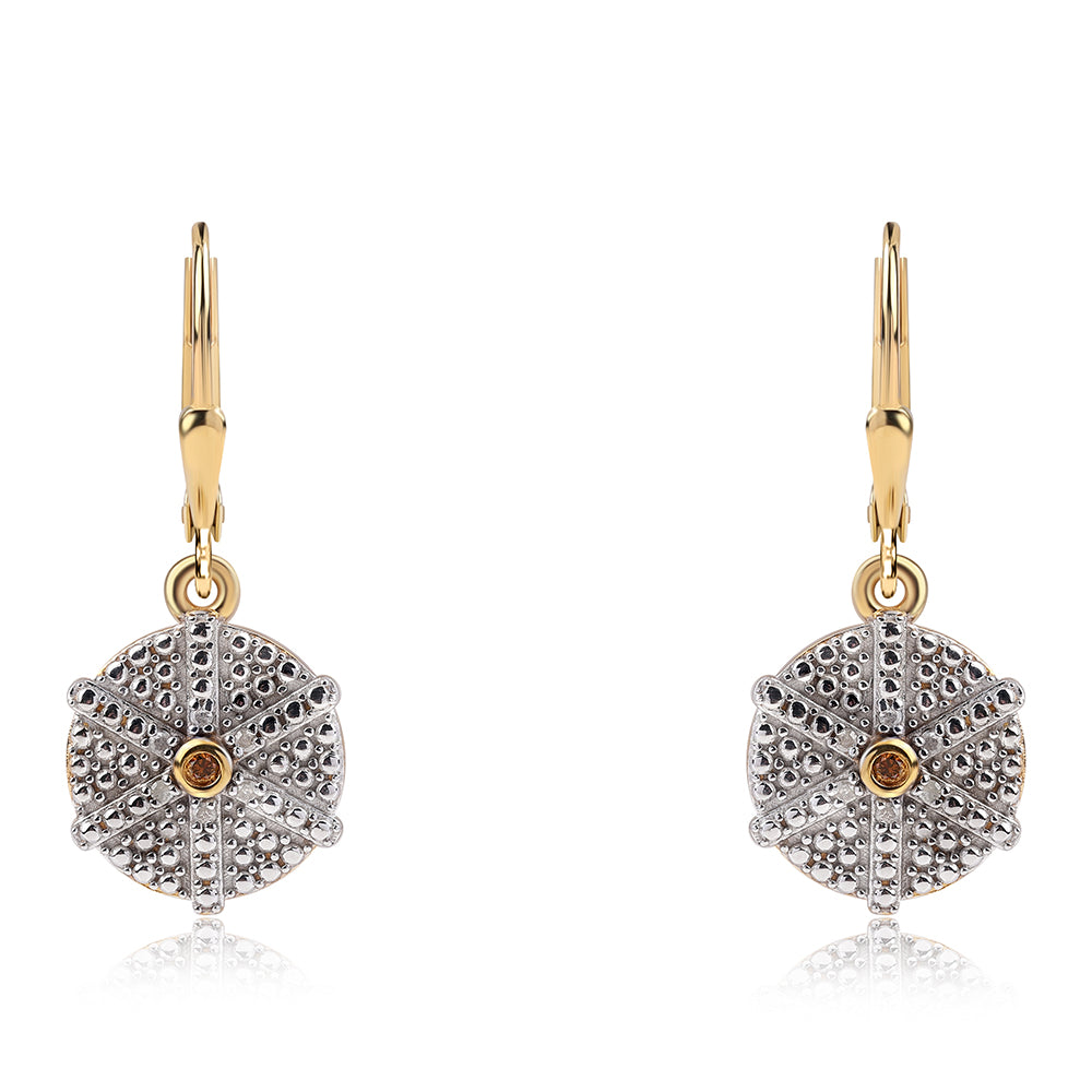 Cercei din Argint 925 Placat cu Aur ( 3.94 grame ) cu Diamant Roșu și Diamant Alb 0.11 Carate