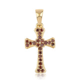 Cruce Pandantiv din Argint 925 Placat cu Aur ( 1.29 grame ) cu Diamant Roșu 0.34 Carate