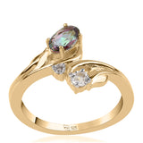 Inel din Argint 925 Placat cu Aur ( 2.71 grame ) cu Topaz Mistic și Topaz Alb 0.72 Carate