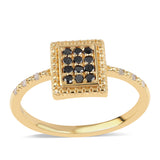 Inel din Argint 925 Placat cu Aur ( 2.43 grame ) cu Diamant Negru și Diamant Alb 0.23 Carate