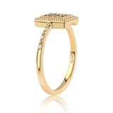 Inel din Argint 925 Placat cu Aur ( 2.43 grame ) cu Diamant Negru și Diamant Alb 0.23 Carate