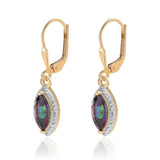 Cercei din Argint 925 Placat cu Aur ( 2.32 grame ) cu Topaz Mistic și Topaz Alb 2.24 Carate