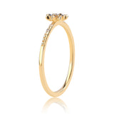Inel din Argint 925 Placat cu Aur ( 1.36 grame ) cu Diamant Negru și Diamant Alb 0.07 Carate