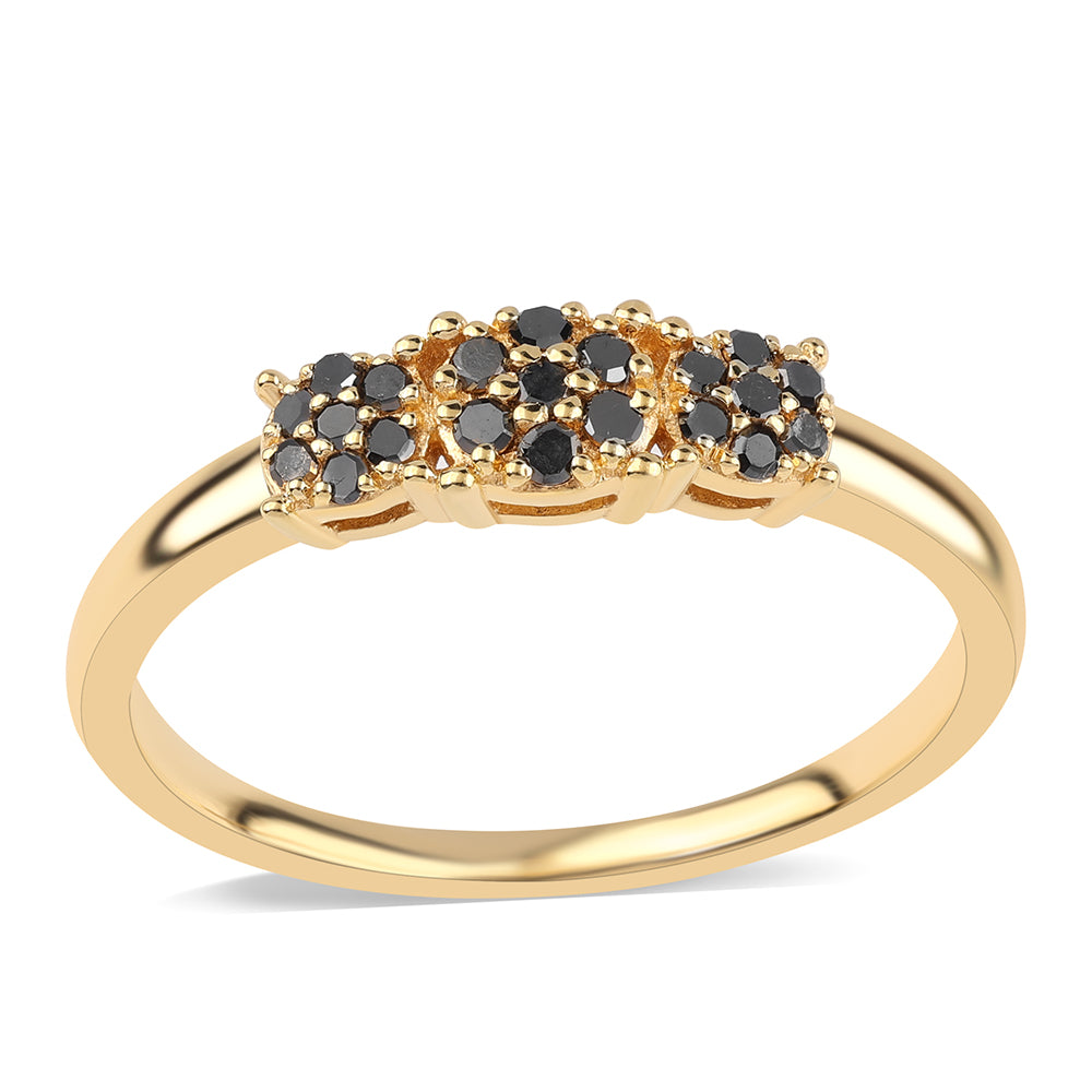 Inel din Argint 925 Placat cu Aur ( 1.91 grame ) cu Diamant Negru 0.25 Carate