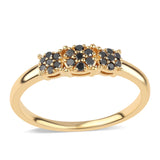 Inel din Argint 925 Placat cu Aur ( 1.91 grame ) cu Diamant Negru 0.25 Carate