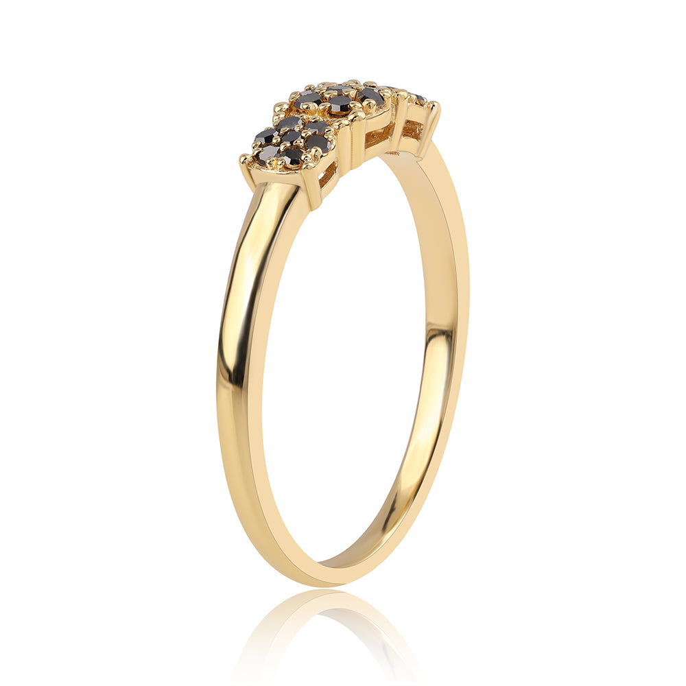 Inel din Argint 925 Placat cu Aur ( 1.91 grame ) cu Diamant Negru 0.25 Carate