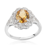 Inel din Argint 925 ( 2.93 grame ) cu Citrin Brazilian Clasa "AA" și Topaz Alb 3.18 Carate