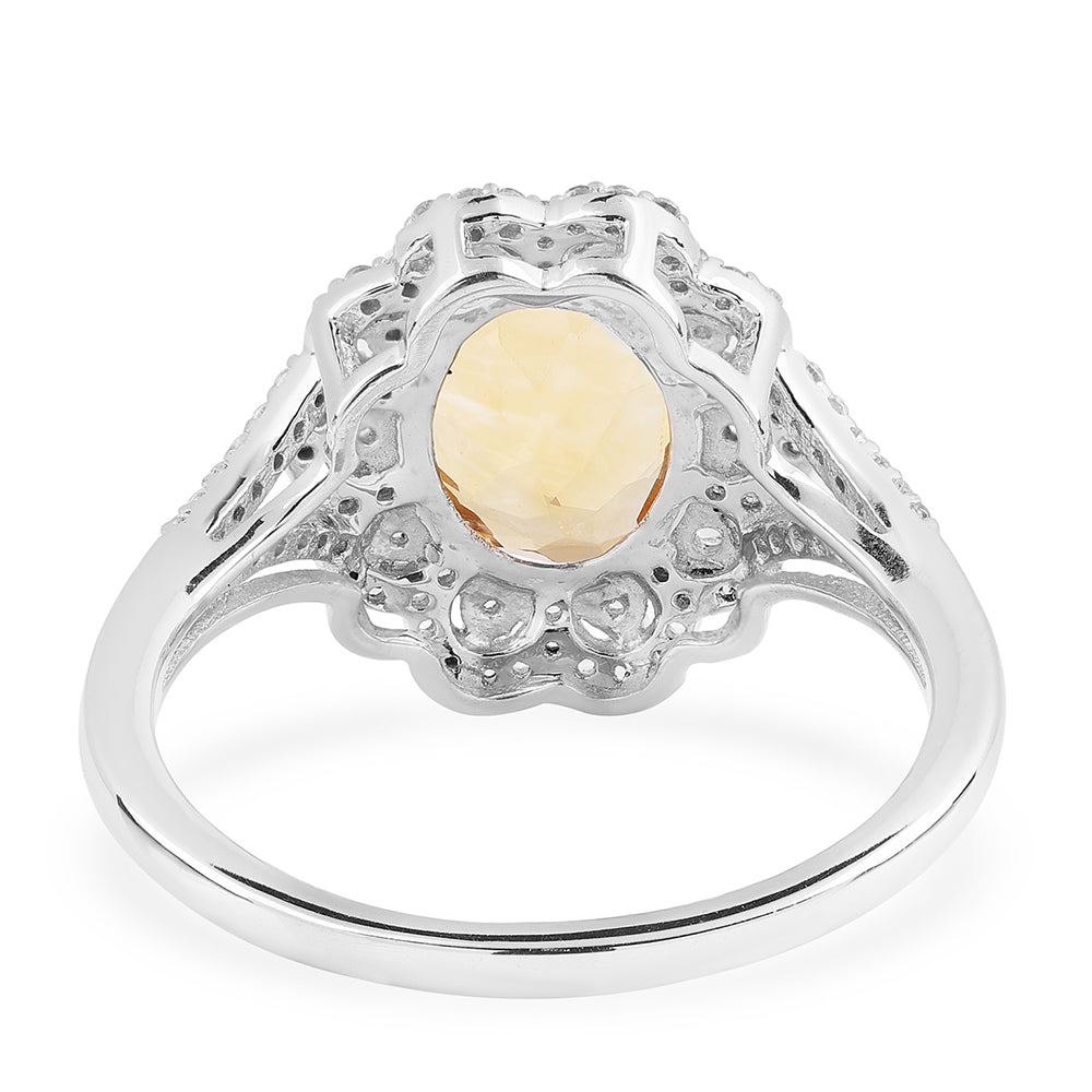 Inel din Argint 925 ( 2.93 grame ) cu Citrin Brazilian Clasa "AA" și Topaz Alb 3.18 Carate