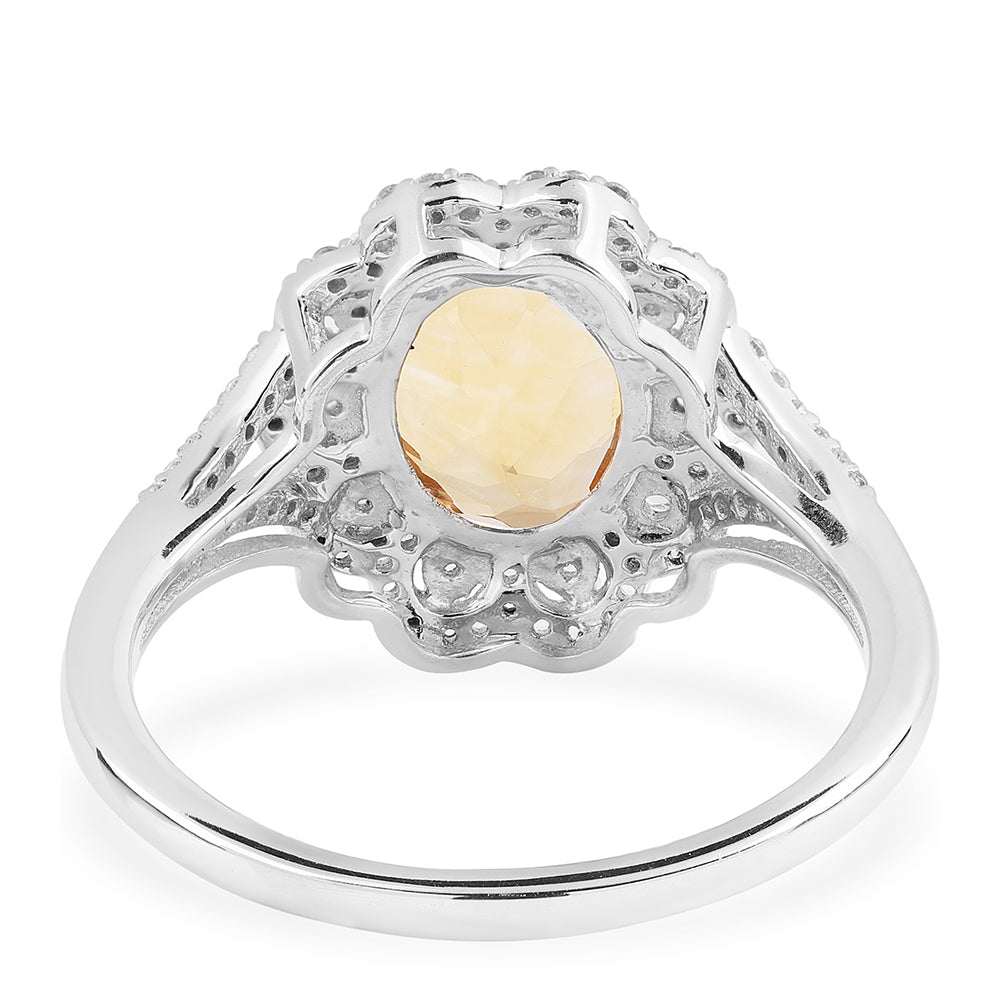 Inel din Argint 925 ( 2.93 grame ) cu Citrin Brazilian Clasa "AA" și Topaz Alb 3.18 Carate