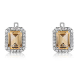 Cercei din Argint 925 ( 3.01 grame ) cu Citrin Brazilian Clasa "AA" și Topaz Alb 3.74 Carate