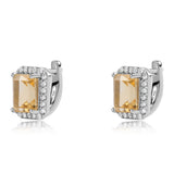 Cercei din Argint 925 ( 3.01 grame ) cu Citrin Brazilian Clasa "AA" și Topaz Alb 3.74 Carate