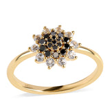 Inel din Argint 925 Placat cu Aur ( 2.06 grame ) cu Diamant Negru și Topaz Alb 0.59 Carate
