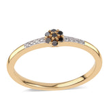 Inel din Argint 925 Placat cu Aur ( 2.08 grame ) cu Diamant Negru și Diamant Alb 0.12 Carate