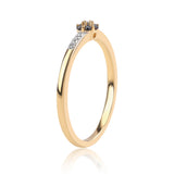 Inel din Argint 925 Placat cu Aur ( 2.08 grame ) cu Diamant Negru și Diamant Alb 0.12 Carate