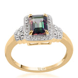 Inel din Argint 925 Placat cu Aur ( 3.29 grame ) cu Topaz Mistic și Topaz Alb 1.86 Carate