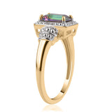 Inel din Argint 925 Placat cu Aur ( 3.29 grame ) cu Topaz Mistic și Topaz Alb 1.86 Carate