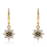 Cercei din Argint 925 Placat cu Aur ( 2.11 grame ) cu Diamant Negru și Topaz Alb 1.78 Carate