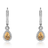 Cercei din Argint 925 ( 2.02 grame ) cu Citrin Brazilian Clasa "AA" și Topaz Alb 1.24 Carate