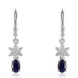 Cercei din Argint 925 ( 2.07 grame ) cu Safir Albastru Australian și Topaz Alb 1.92 Carate