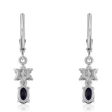 Cercei din Argint 925 ( 2.07 grame ) cu Safir Albastru Australian și Topaz Alb 1.92 Carate