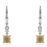 Cercei din Argint 925 ( 1.61 grame ) cu Citrin Brazilian Clasa "AA" și Topaz Alb 1.38 Carate