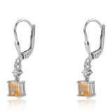 Cercei din Argint 925 ( 1.61 grame ) cu Citrin Brazilian Clasa "AA" și Topaz Alb 1.38 Carate