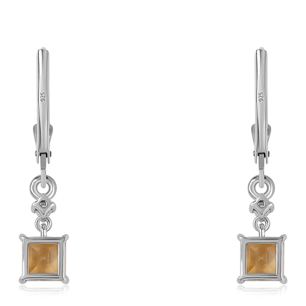 Cercei din Argint 925 ( 1.61 grame ) cu Citrin Brazilian Clasa "AA" și Topaz Alb 1.38 Carate