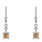 Cercei din Argint 925 ( 1.61 grame ) cu Citrin Brazilian Clasa "AA" și Topaz Alb 1.38 Carate