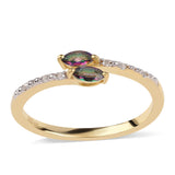 Inel din Argint 925 Placat cu Aur ( 1.87 grame ) cu Topaz Mistic și Topaz Alb 0.36 Carate