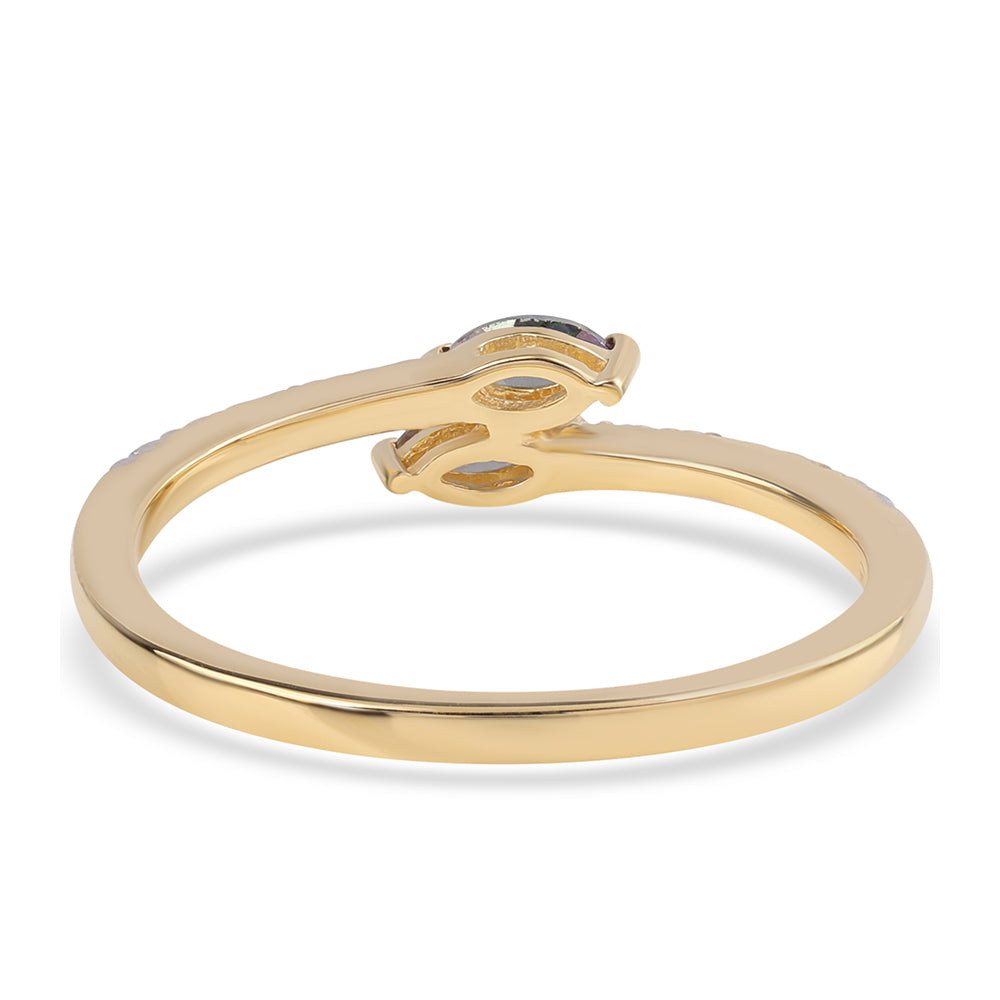 Inel din Argint 925 Placat cu Aur ( 1.87 grame ) cu Topaz Mistic și Topaz Alb 0.36 Carate