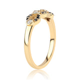 Inel din Argint 925 Placat cu Aur ( 2.17 grame ) cu Diamant Negru și Topaz Alb 0.21 Carate