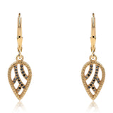 Cercei din Argint 925 Placat cu Aur ( 2.54 grame ) cu Diamant Negru 0.22 Carate