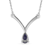 Colier din Argint 925 ( 2.55 grame ) cu Safir Albastru Australian și Topaz Alb 0.79 Carate