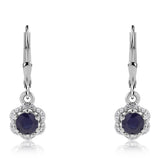 Cercei din Argint 925 ( 1.91 grame ) cu Safir Albastru Australian și Topaz Alb 1.78 Carate