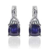 Cercei din Argint 925 ( 1.88 grame ) cu Safir Albastru Australian și Topaz Alb 2.05 Carate