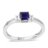 Inel din Argint 925 ( 1.99 grame ) cu Safir Albastru Australian și Topaz Alb 1.06 Carate
