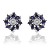 Cercei din Argint 925 ( 3.77 grame ) cu Safir Albastru Australian și Topaz Alb 2.05 Carate