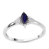 Inel din Argint 925 ( 1.77 grame ) cu Safir Albastru Australian și Topaz Alb 0.6 Carate