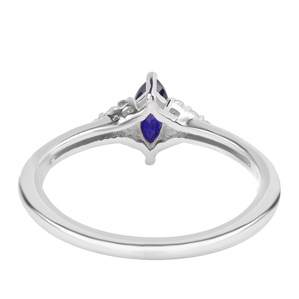 Inel din Argint 925 ( 1.77 grame ) cu Safir Albastru Australian și Topaz Alb 0.6 Carate