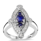 Inel din Argint 925 ( 4.37 grame ) cu Safir Albastru Australian și Topaz Alb 1.13 Carate