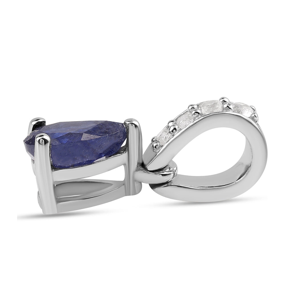 Pandantiv din Argint 925 ( 0.59 grame ) cu Safir Albastru Australian și Topaz Alb 0.73 Carate