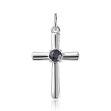Cruce Pandantiv din Argint 925 ( 1.93 grame ) cu Safir Albastru Australian 0.8 Carate